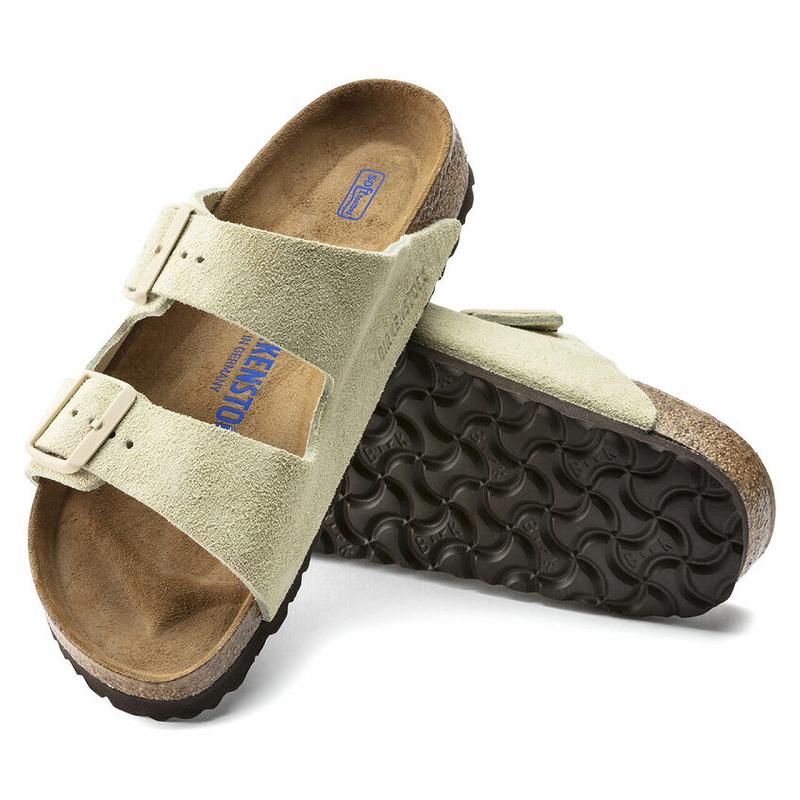 Birkenstock Soft Footbed Ruskind Læder Arizona Dame Gul | DK 66NWY